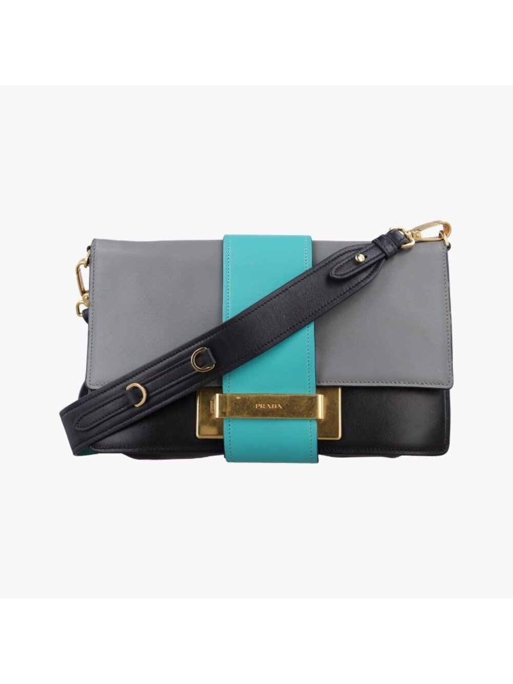 Prada Plex Ribbon Black Green Gray Leather